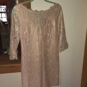 Lined rose-gold-cream lace dress